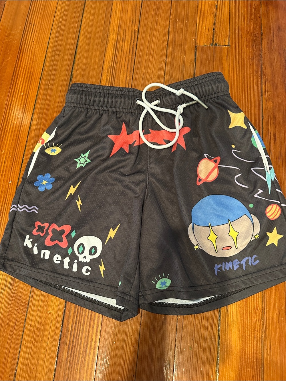 Kinetic Men’s Black Graphic Athletic Shorts - Space Print